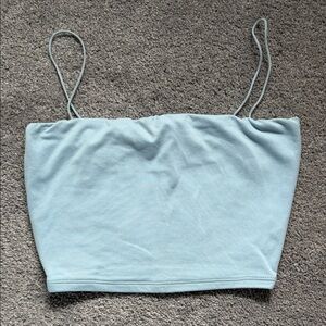 Light Blue Spaghetti Strap Crop Top